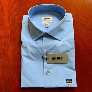 Unlisted Mens Slim Fit Dress Shirt, 16-16.5 / 36-37, Blue, NWT